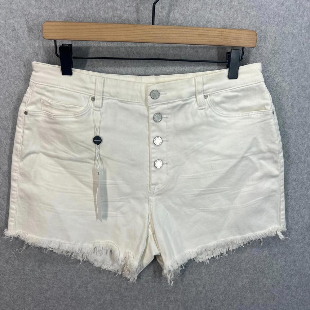 BlankNYC Shorts 31 Wedge Cutoff Wedge White Denim Exposed Button Fly‎ Frayed NWT